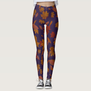 Legging Folhas de queda do outono no índigo escuro feito