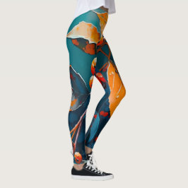 Legging Folhas de queda pintadas com óleo. Folhagem natura