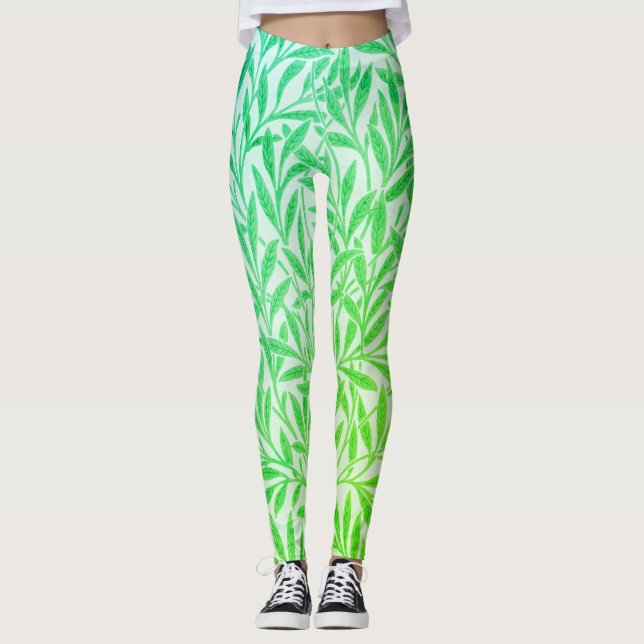 Legging Folhas de Salgueiro Tropicais Verde Botânico Vinta (Frente)