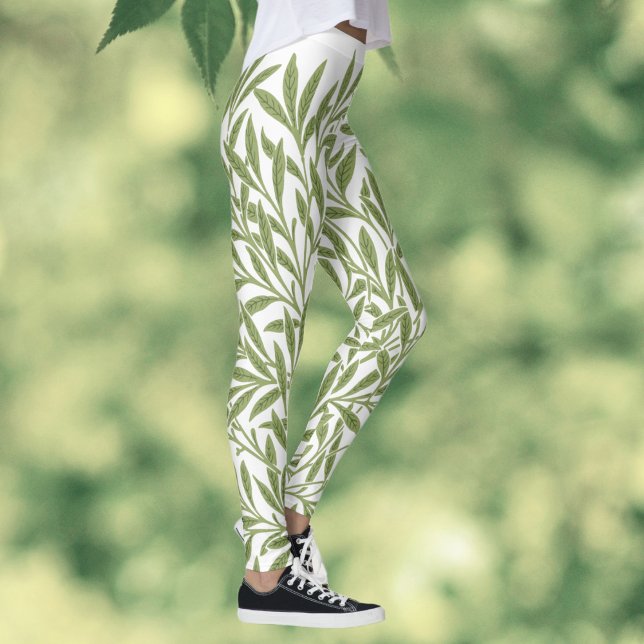 Legging Folhas de Salgueiro Vitorianas Antigas por William (Vintage Victorian Willow Leaves by William Morris Leggings)