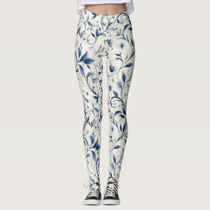 Legging Folhas de salsa azul Elegante - Fundo branco (2)