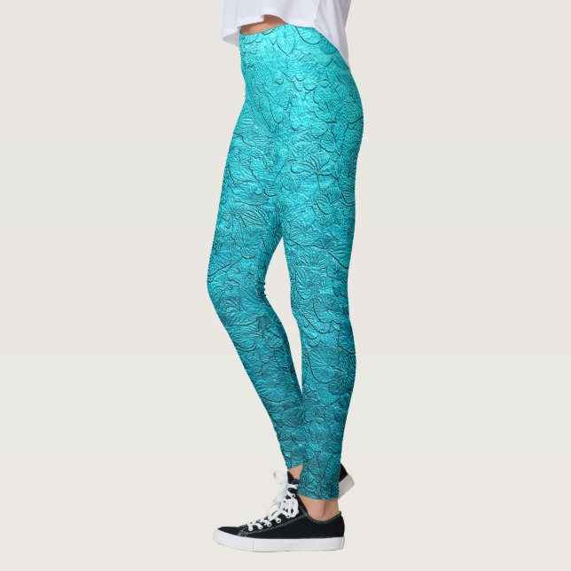 Legging Folhas de Turquesa bonito (Esquerda)
