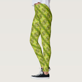 Legging Folhas diagonais de palmeira verde tropical