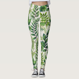 Legging Folhas E Ferns Sem Costura
