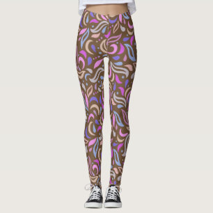 Legging Folhas e Rolamentos de Padrões