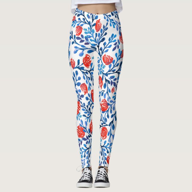 Legging Folhas Florais: Padrão Natural Invisível (Frente)