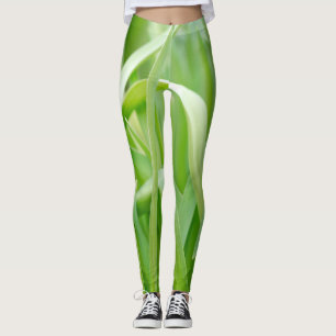 Legging Folhas Frescas de Planta Verde 