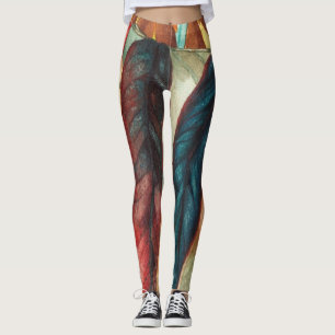 Legging folhas grandes em cores contemporâneas do outono