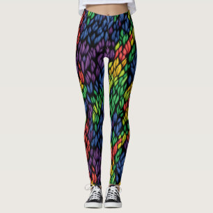 Legging Folhas legal de Abstrato Coloridas de Verde Botâni
