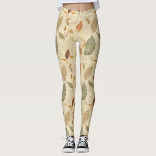 Legging Folhas Pressionadas de Herbário Vintage Marrom Dou