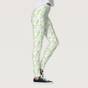 Legging Folhas tropicais amarelas e verdes