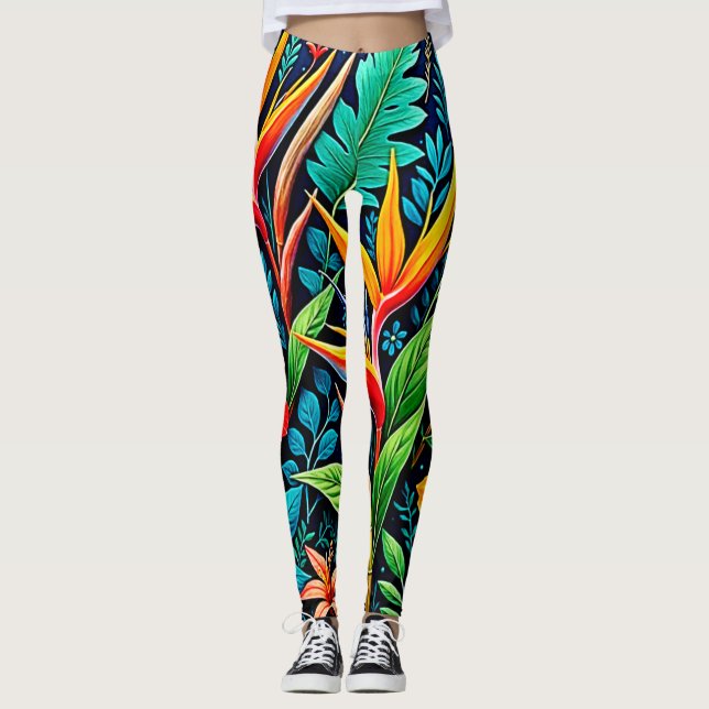 Legging Folhas Tropicais Arte em Flor (Frente)