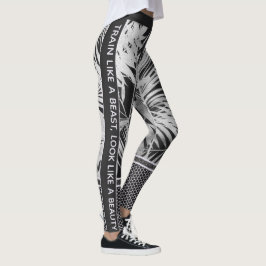 Legging Folhas tropicais brancas e pretas