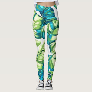 Legging Folhas Tropicais Coloridas De Banana E Monstera