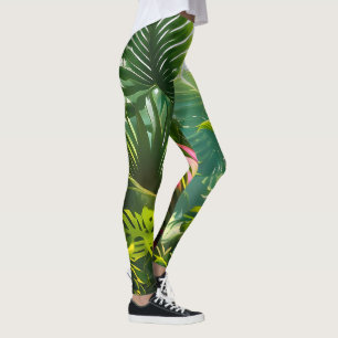 Legging Folhas Tropicais Coloridas e Flores de Hibisco  