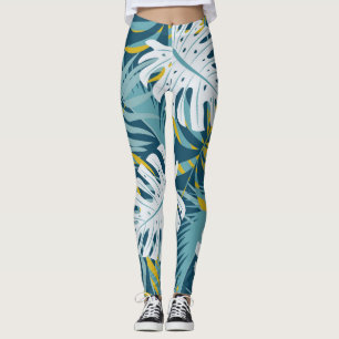 Legging Folhas tropicais coloridas, padrão abstrato origin