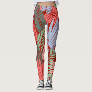 Legging Folhas Tropicais De Doodle: Escuro Desenho De Mão