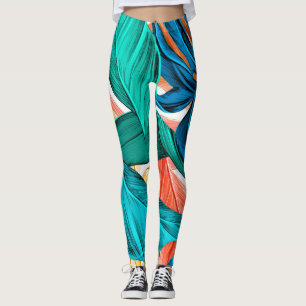 Legging Folhas Tropicais De Primavera E Verão