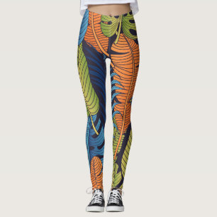 Legging Folhas tropicais, padrão floral sem costura.