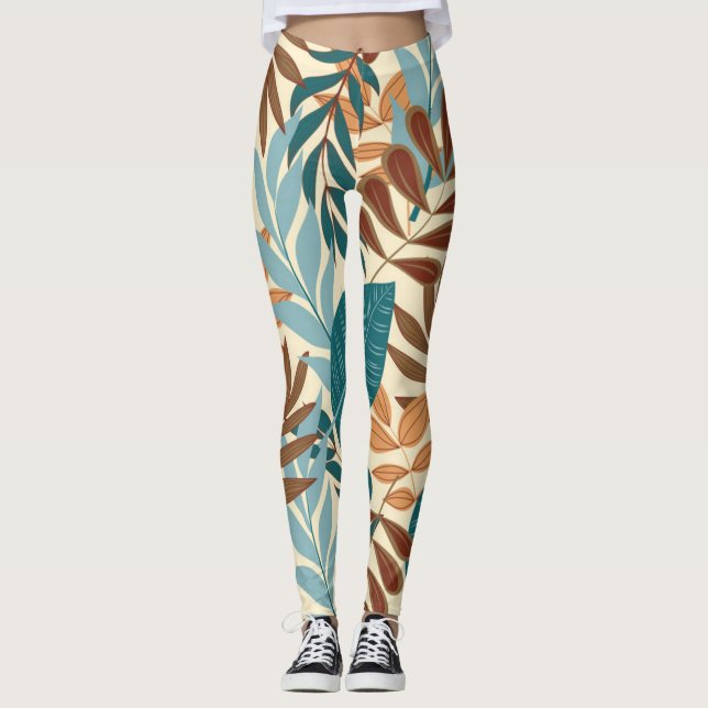 Legging Folhas Tropicais - Padrão Gordo (Frente)
