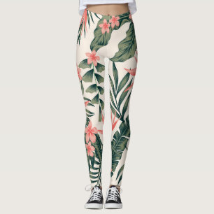 Legging Folhas tropicais, papel de parede de praia alegre.