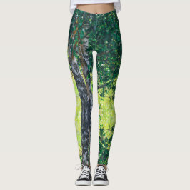 Legging Folhas verdes da árvore de aves