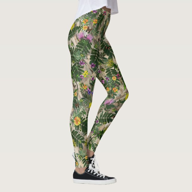 Legging Folhas Verdes e Leguminosas Florais (Direita)
