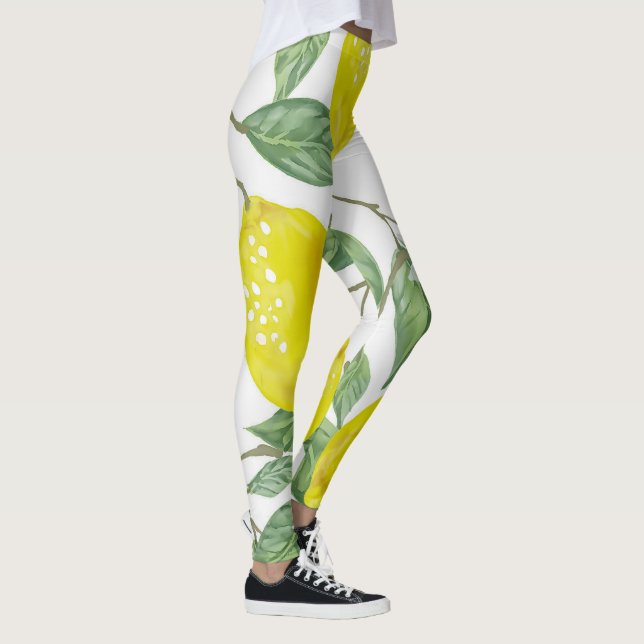 Legging Folhas verdes elegantes e limões amarelos | Legumi (Direita)