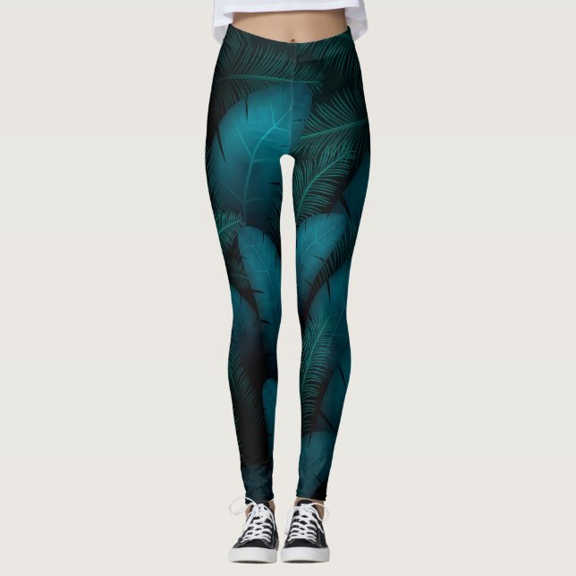 Legging folhas verdes leggens escuras (Frente)
