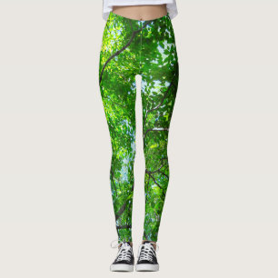 Legging Folhas verdes, ramificações e céu azul