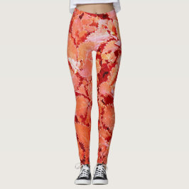 Legging Folhas Vermelhas Naturais Vibrantes
