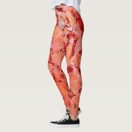 Legging Folhas Vermelhas Naturais Vibrantes