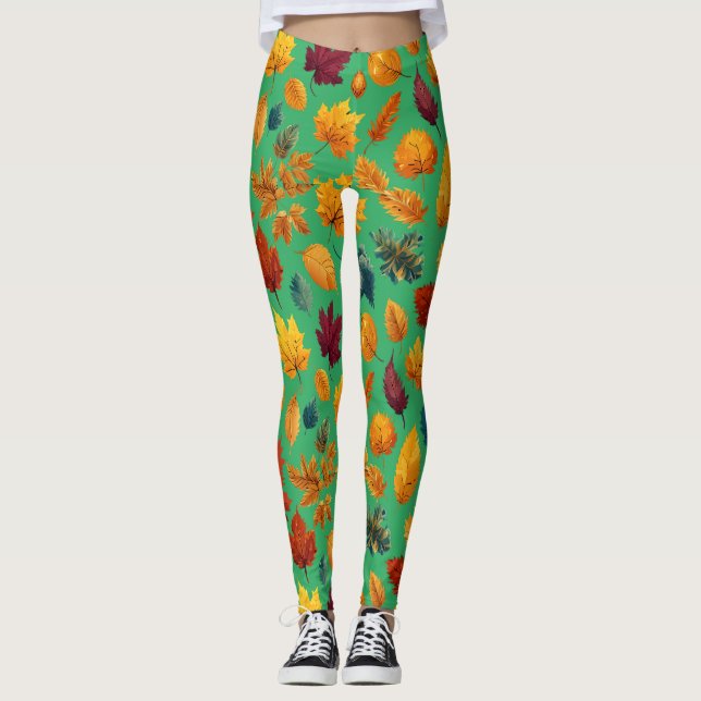 Legging Folhas Vibrantes de Outono (Frente)