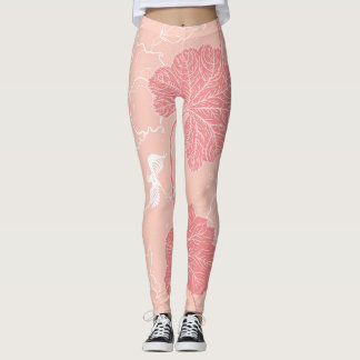Legging Folhas Vitorianas: Ornamento Desenhado À Mão.