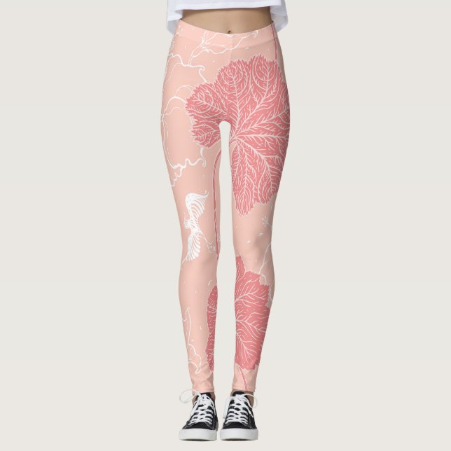 Legging Folhas Vitorianas: Ornamento Desenhado À Mão. (Frente)