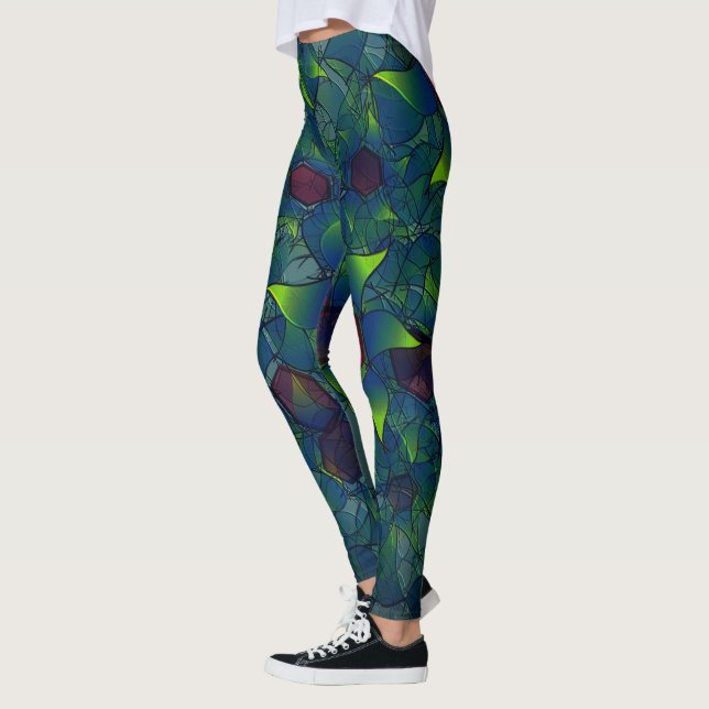 Legging Folheto virtual azulado com hexágono vermelho escu (Esquerda)
