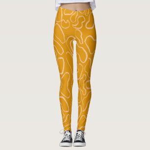 Legging forma abstrato geométrica de curva branca