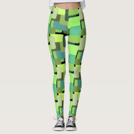 Legging Forma Abstrato Geométrica Verde