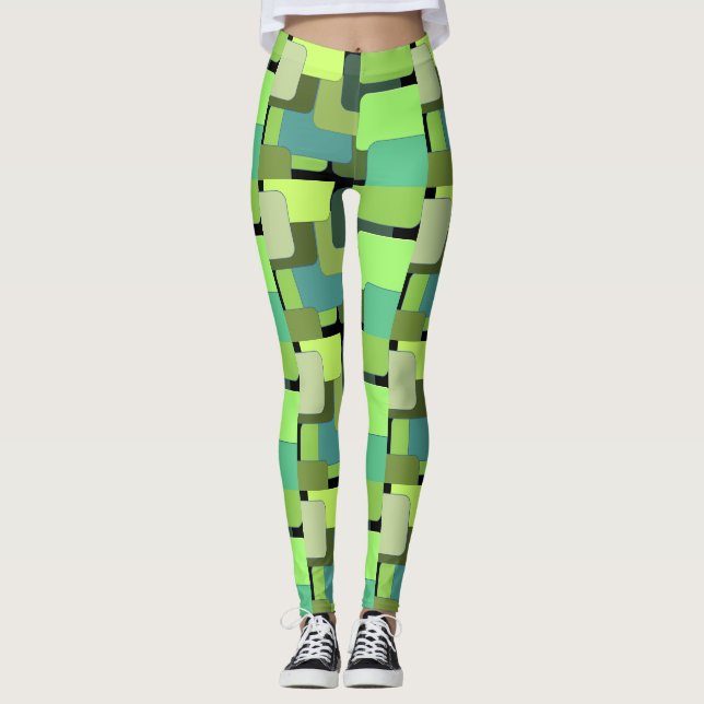 Legging Forma Abstrato Geométrica Verde (Frente)