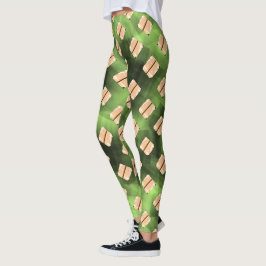 Legging Forma bege, listras, círculos ou hexágono esverdea