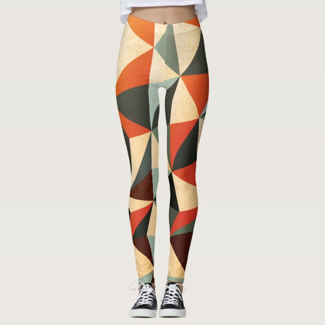 Legging Forma de diamante: Abstrato Vintage Design (Frente)