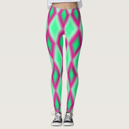 Legging Forma de diamante verde e cor-de-rosa gradiente
