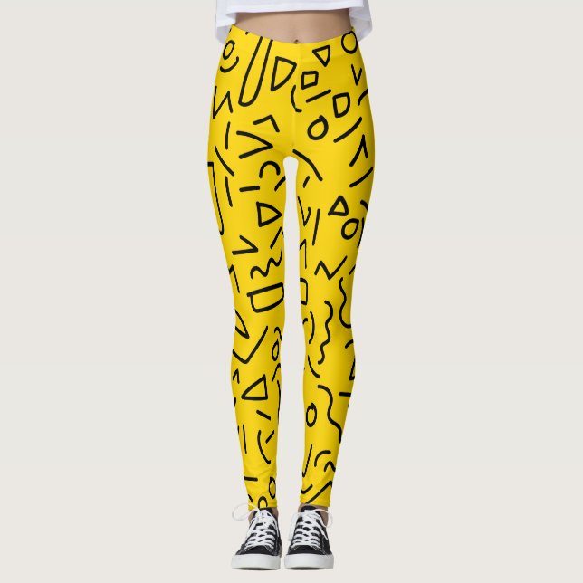 Legging Forma e rabisco Amarelo e Preto-anos 80 (Frente)