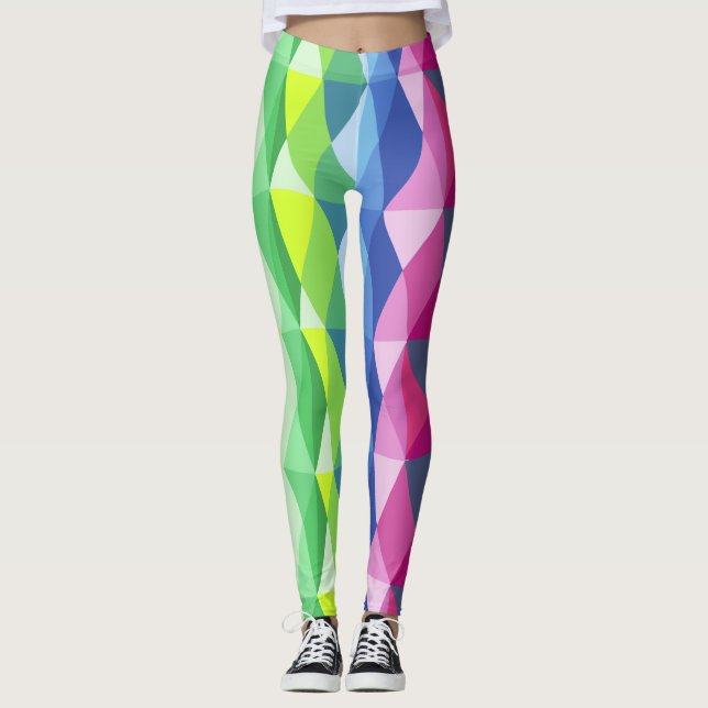 Legging Forma Geométrica Moderna Padrão Arco-Íris (Frente)