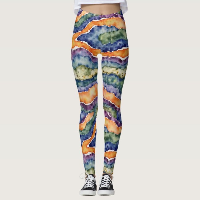 Legging Formação Geológica de Rock e Padrão de Strata (Frente)