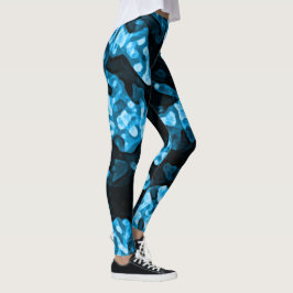 Legging Formas Abstrato de Tendência Azul Brilhante Dinâmi