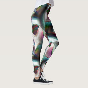 Legging Formas curvas de tabuleiro de xadrez em cores quas