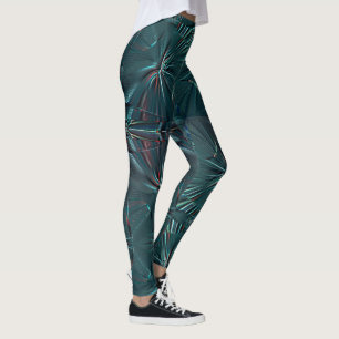 Legging Formas de abstrato ciano muito escuras em textura