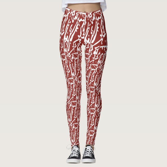 Legging Formas de abstrato vermelho e laranja se misturam  (Frente)