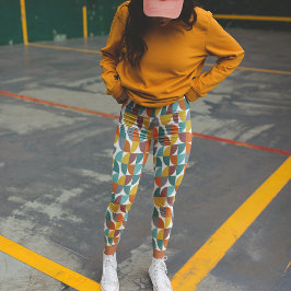 Legging Formas Douradas de Tartarugas Modernas Turquesas d